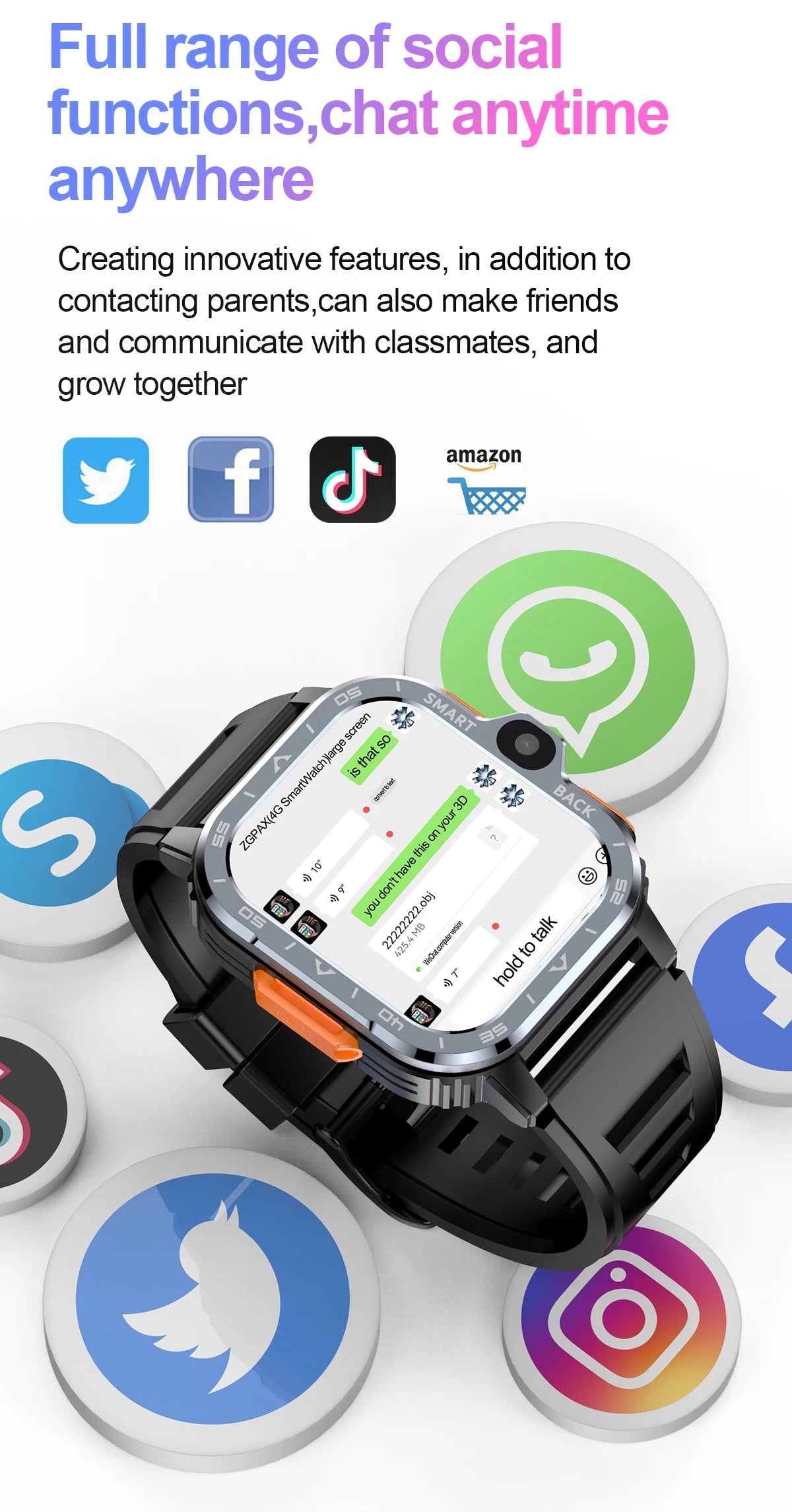 Android Smart Watch 4G - GPS, Dual Camera, 64GB Storage