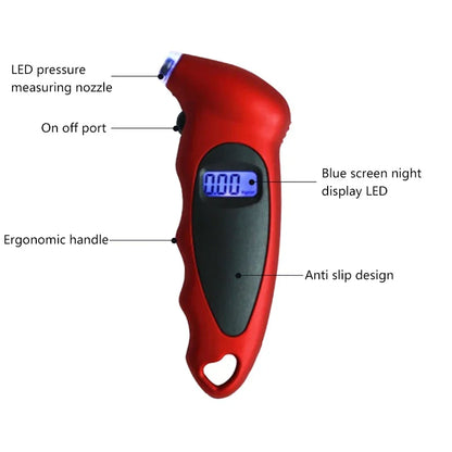 Digital Tyre Pressure Gauge - Backlit LCD Display 150 PSI