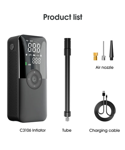 Cordless Tire Inflator - Digital Display 150PSI Car Pump