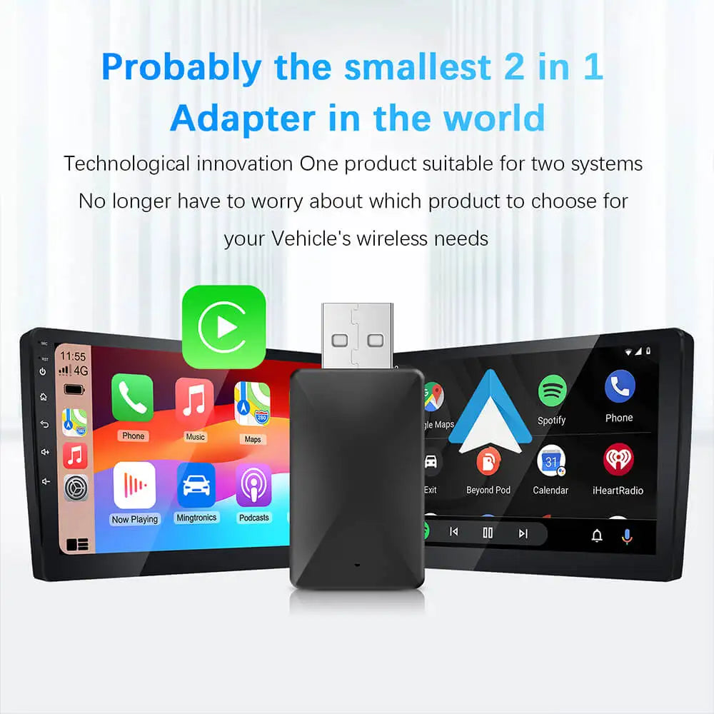 Wireless CarPlay Android Auto Adapter - 2-in-1 USB Dongle