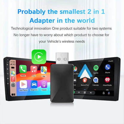 Wireless CarPlay Android Auto Adapter - 2-in-1 USB Dongle
