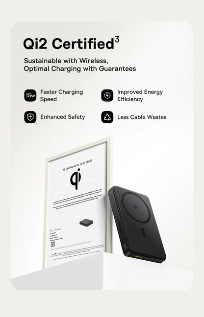 Qi2 Wireless Power Bank 10,000mAh - 15W Magnetic Charging
