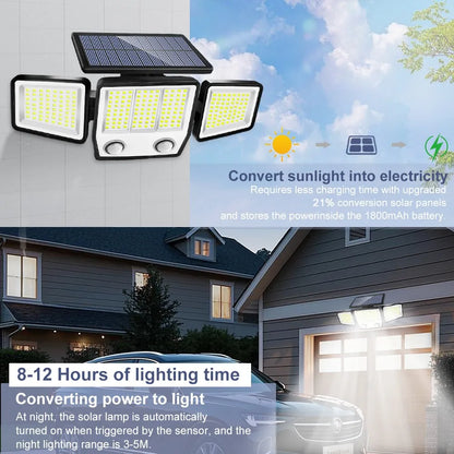 Solar Motion Sensor Lights 236 LED - Triple Head Security Light
