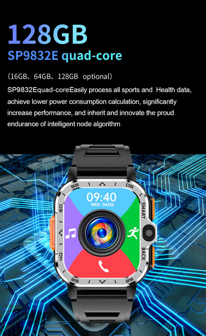Android Smart Watch 4G - GPS, Dual Camera, 64GB Storage