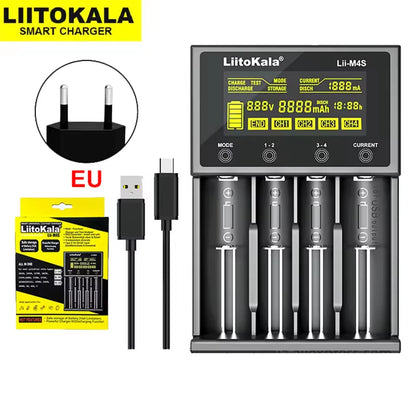 Battery Charger 4-Slot LCD - 18650 21700 26650 AA AAA Smart