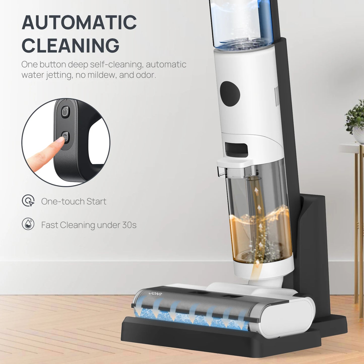 Wet Dry Cordless Vacuum Mop - 200W Smart Floor Cleaner