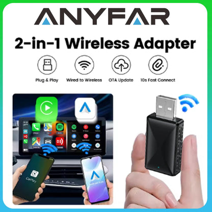 Wireless CarPlay Android Auto Adapter - 2-in-1 USB Dongle