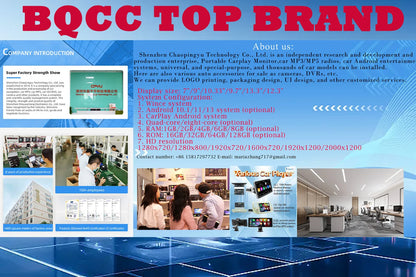 BQCC 10.26 Inch Portable Wireless Carplay Screen HD Rear Reversing Camera Car Radio DVR MP5 Multimedia Video Player Android Auto