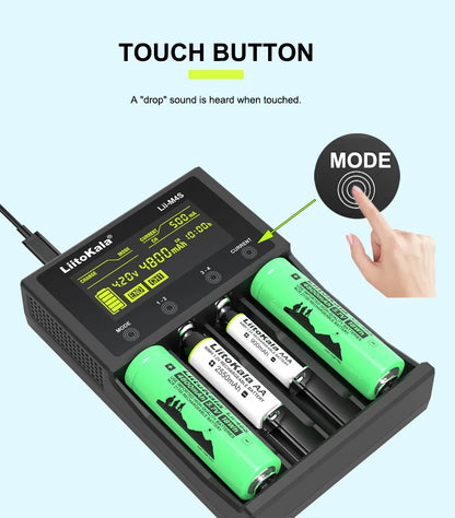 Battery Charger 4-Slot LCD - 18650 21700 26650 AA AAA Smart