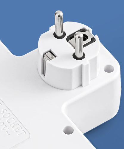 4-Socket Wall Adapter - EU Plug with USB-C & Switch