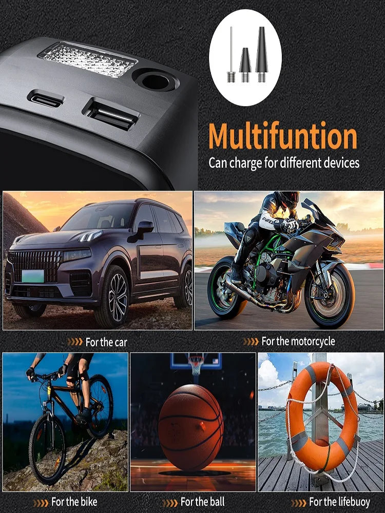 Portable Car Tyre Inflator - Electric Air Pump with Digital Display