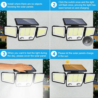 Solar Motion Sensor Lights 236 LED - Triple Head Security Light
