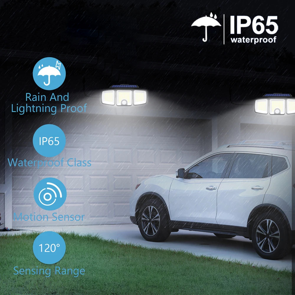 Solar Motion Sensor Lights 236 LED - Triple Head Security Light