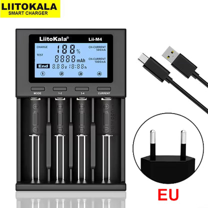 Battery Charger 4-Slot LCD - 18650 21700 26650 AA AAA Smart