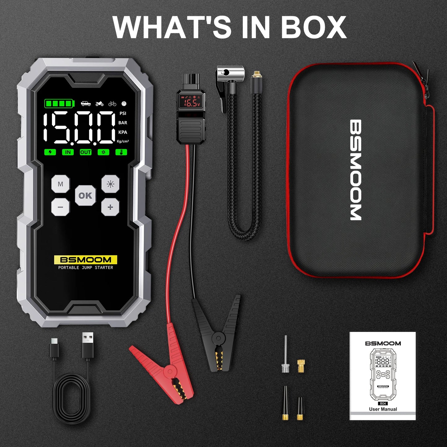 Car Jump Starter 21800mAh - Air Compressor & 6000A Booster