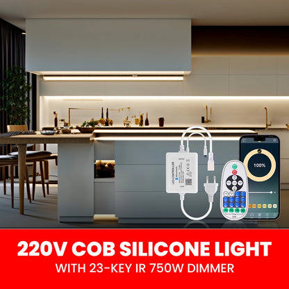 COB LED Strip Light 220V - Waterproof Smart WiFi Control