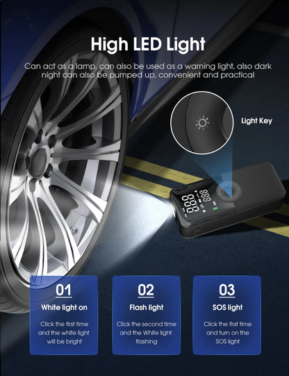 Cordless Tire Inflator - Digital Display 150PSI Car Pump