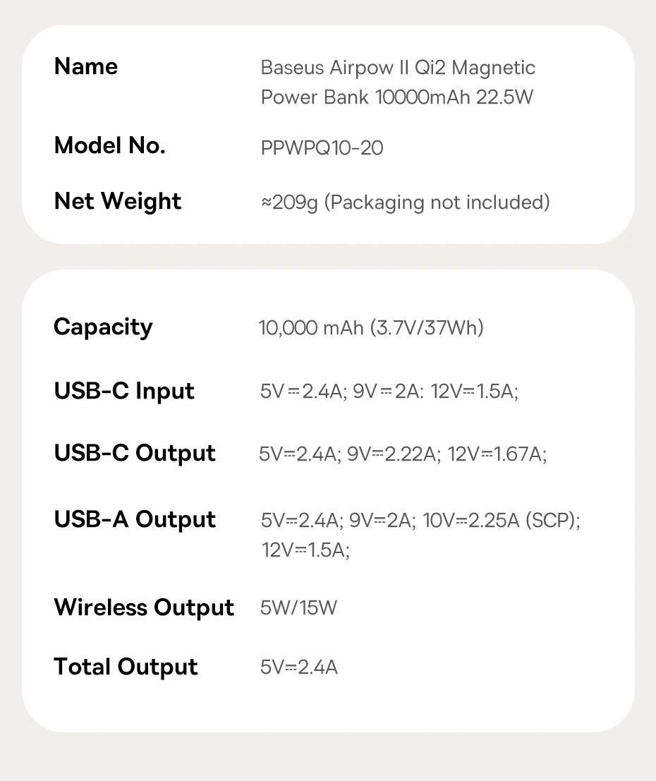 Qi2 Wireless Power Bank 10,000mAh - 15W Magnetic Charging