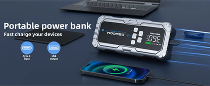 Car Jump Starter 7000A - Portable Battery Booster with Air Pump