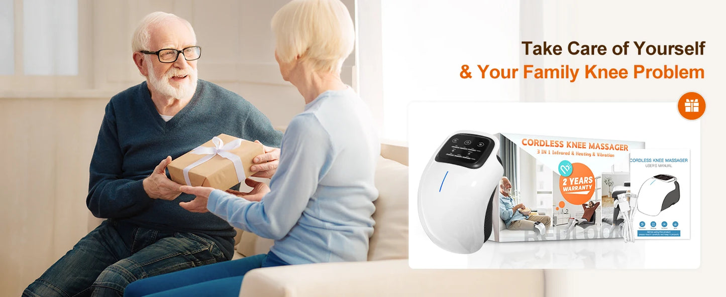 Knee Massager Cordless with Heat - 3 Vibration & Temperature