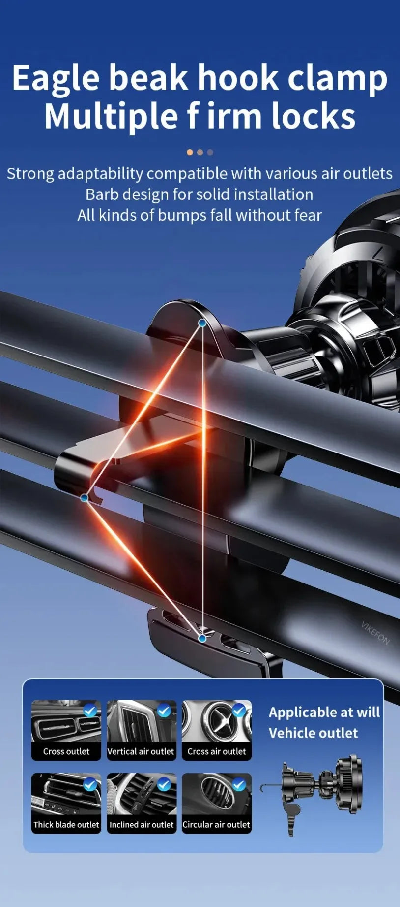 VIKEFON 15W ice Cooling Magnetic Wireless Car Charger for iPhone 16-12 Pro Max MacSafe Car Phone Holder Fast Charging Station