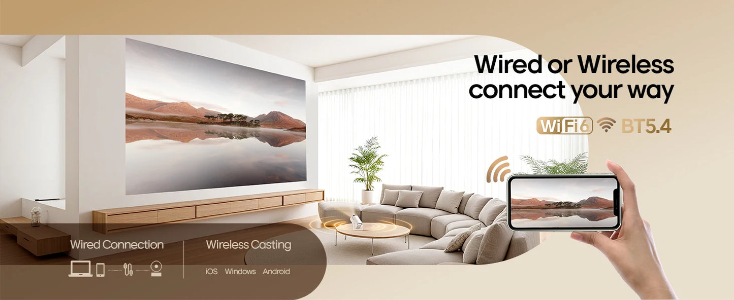 4K Portable Projector 290 ANSI - Android 11 WiFi 6 Cinema