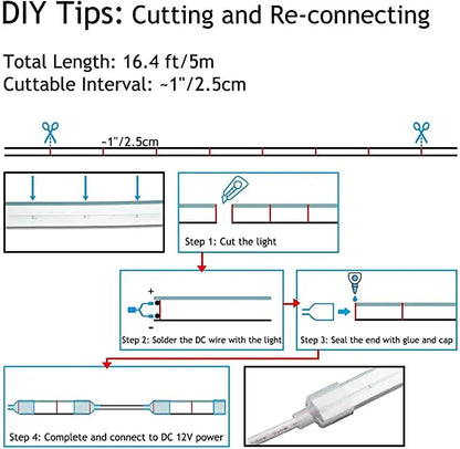 LED Neon Strip Lights 5M - Flexible Waterproof 600 LEDs