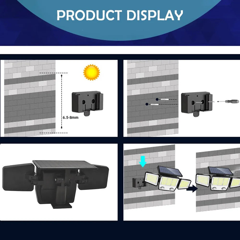 Solar Motion Sensor Lights 236 LED - Triple Head Security Light