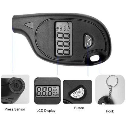 Digital Tire Pressure Gauge - LCD Display with Keychain