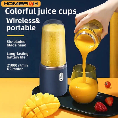 Portable Electric Blender 500ml - 6 Blade Smoothie Maker