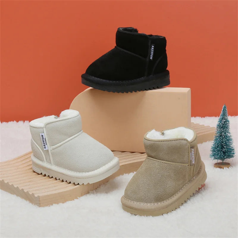 Baby Winter Snow Boots - Warm Plush Leather Ankle Boots