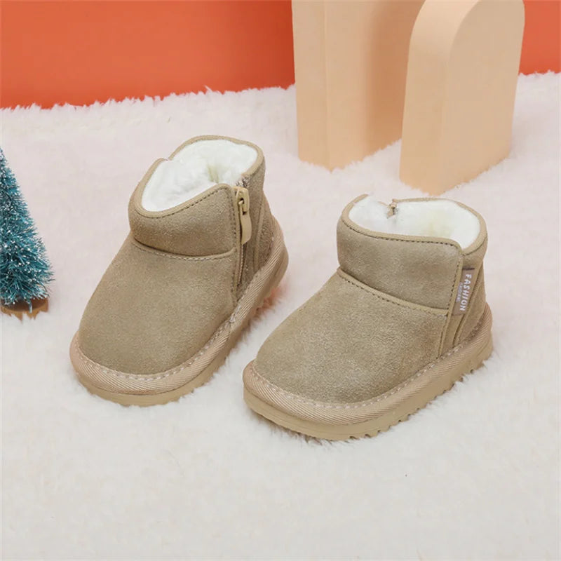 Baby Winter Snow Boots - Warm Plush Leather Ankle Boots