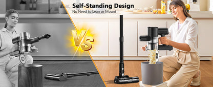 Cordless Stick Vacuum - 46kPa Suction Self-Standing Pet Hair