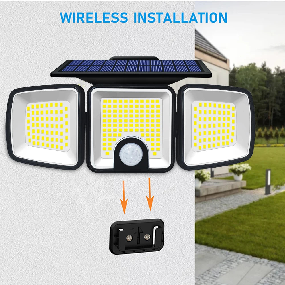 Solar Motion Sensor Lights 236 LED - Triple Head Security Light