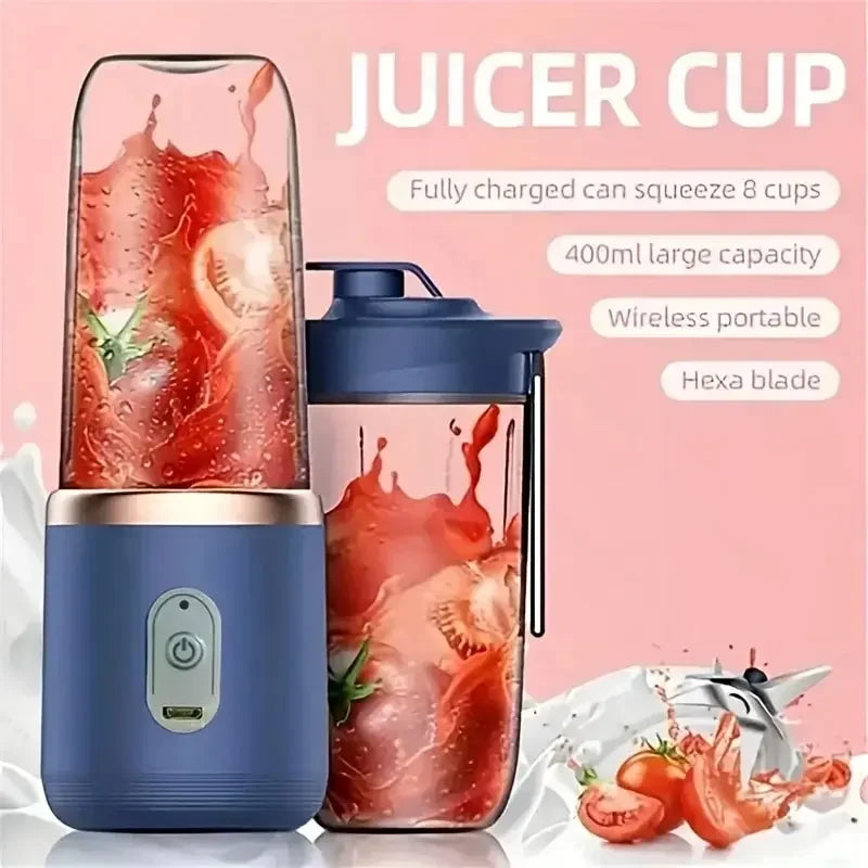 Portable Electric Blender 500ml - 6 Blade Smoothie Maker