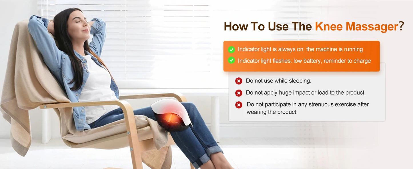 Knee Massager Cordless with Heat - 3 Vibration & Temperature