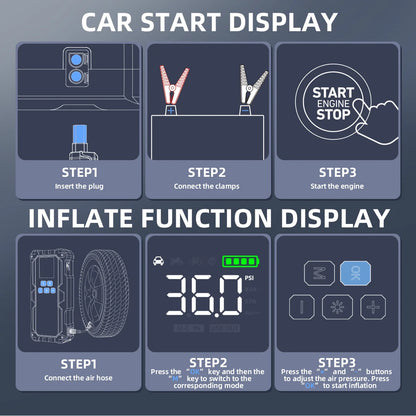 Car Jump Starter 7000A - Portable Battery Booster with Air Pump