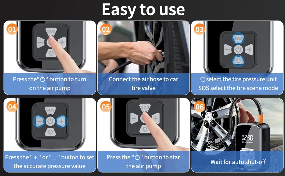 Portable Car Tyre Inflator - Electric Air Pump with Digital Display