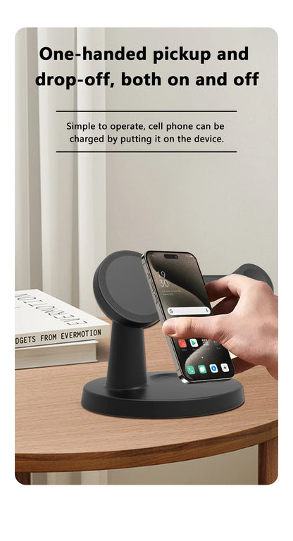3 In 1 Magnetic Wireless Charger Stand For Magsafe iPhone 16 15 14 13 Pro Max Apple Watch 9 8 AirPods Pro Fast Charging Station