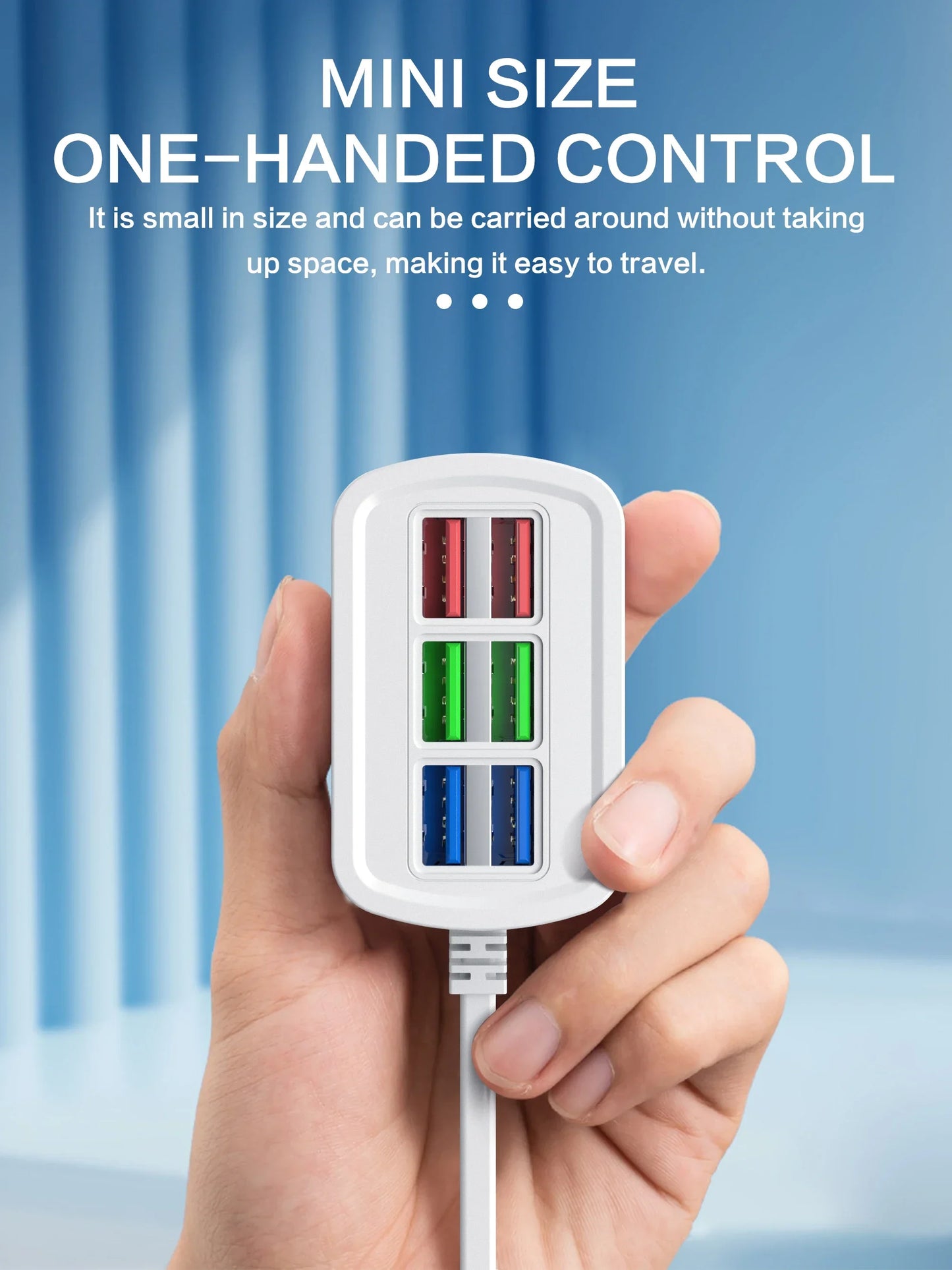 6-Port USB Charging Station - Desktop Hub with Fast Charging