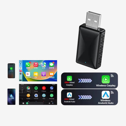 Wireless CarPlay Android Auto Adapter - 2-in-1 USB Dongle