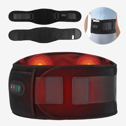 Heated Lumbar Support Belt - Vibrating Back Massager 3 Levels
