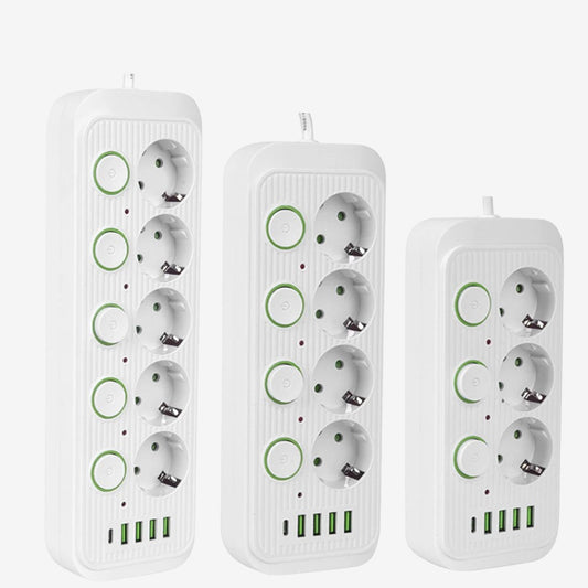 5 Socket Extension Lead with USB - 4 Port Power Strip 2m Cable